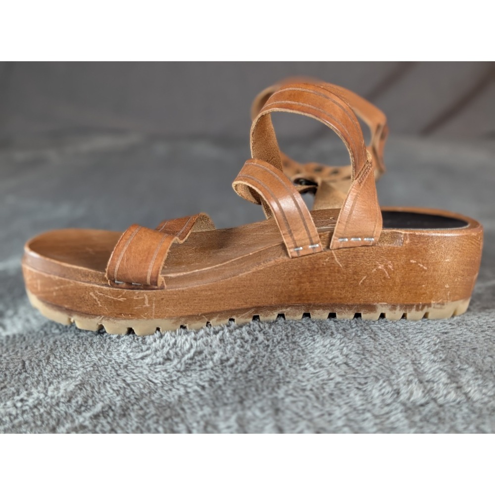 Swedish Hasbeens Sandal Wood Heel Boho Leather EU 40 Gladiator Handmade Spring - Picture 12 of 16
